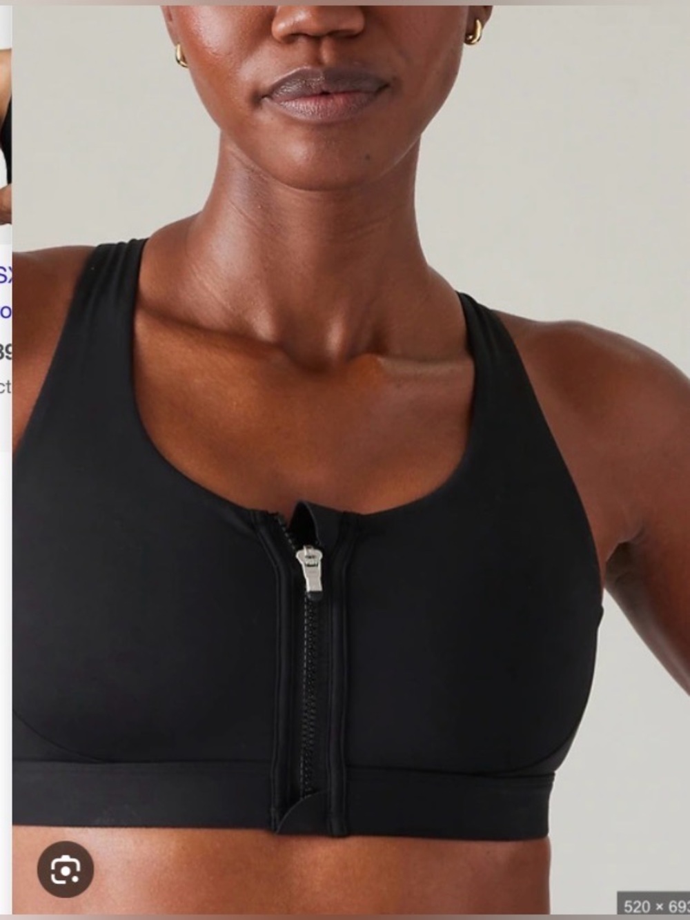 Athleta Ultimate Zip Front Bra A–C, Size M, Black